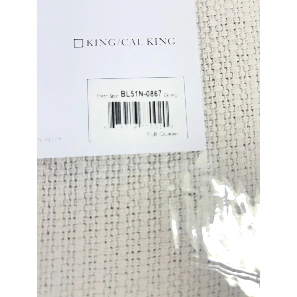 Madison Park Full/Queen Cotton Woven Blanket Gray Fresh Spun NIP